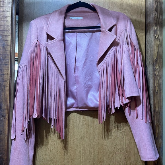 Faux Suede Fringe Jacket Blush/Pink - Picture 8 of 10